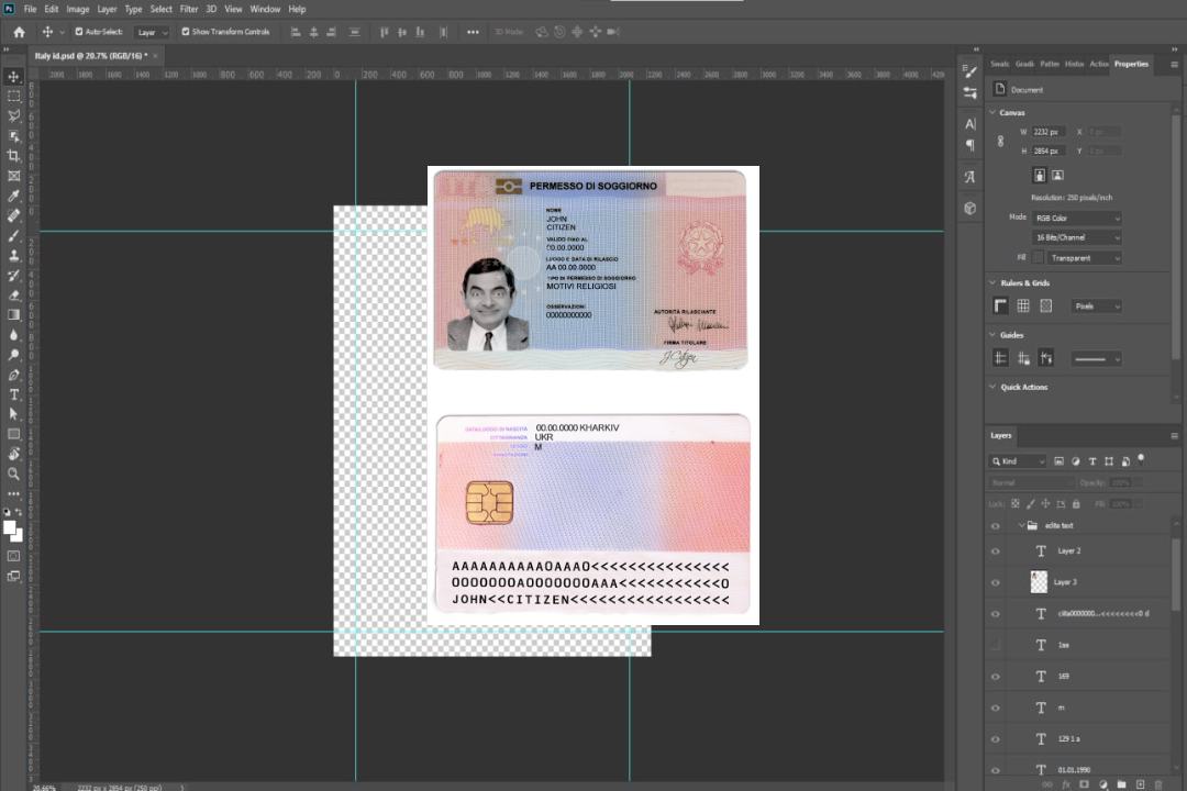 Carte de séjour en Italie (soggiorno) (1) template